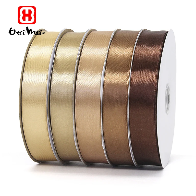 Stocked Factory Price  Wholesale Polyester Single/Double Faced Brown Chocolate Satin Ribbon (1600543321393)