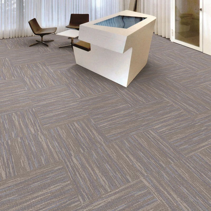 Stripe fireproof Nylon material PVC backing carpet tiles commercial