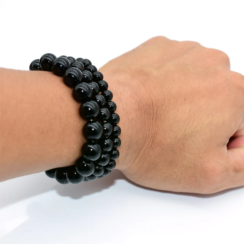 Trade Insurance High Grade 4/6/8/10/12MM Natural Black Tourmaline Bracelet