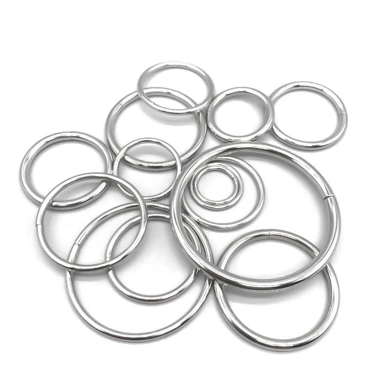 10/15/20/25/30/35/40/45/50/60/70 mm Silver Metal Ring Adjustment Buckle Round Strong Circle Leather Rivets Backpack With Rings
