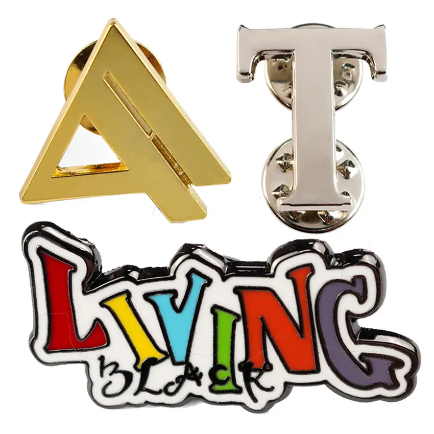 bulk custom cheap uv print number alphabet letter lapel pin