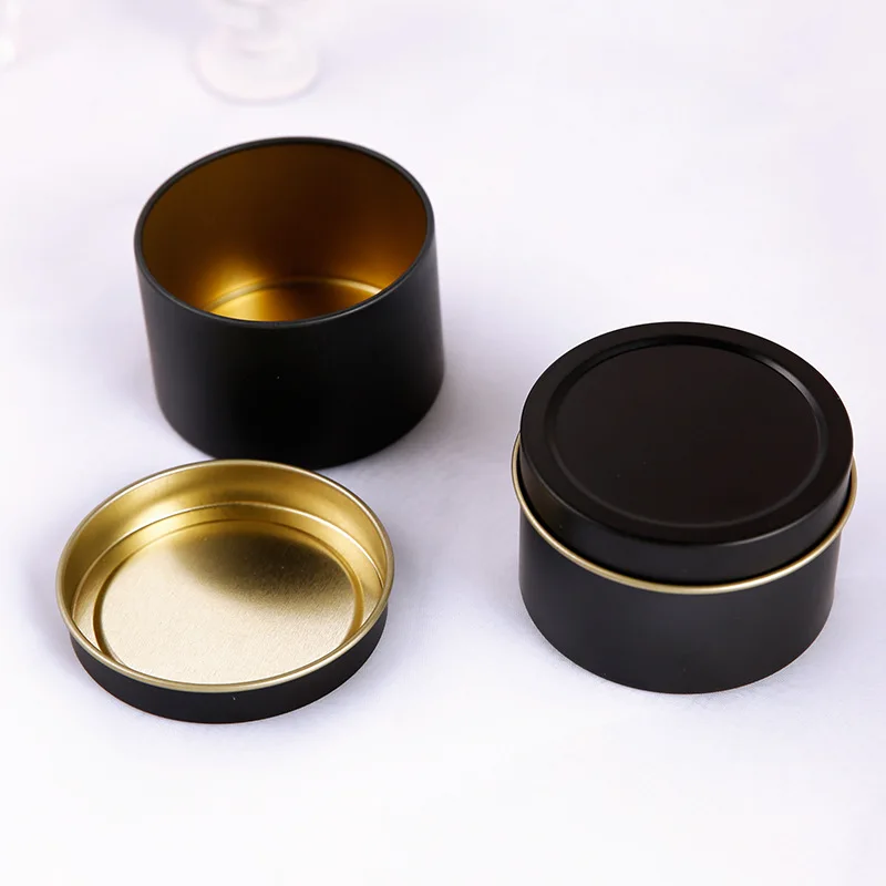 Wholesale round seamless 4 oz 6 oz 8 oz candle tin can container metal candle tin jar box with lid