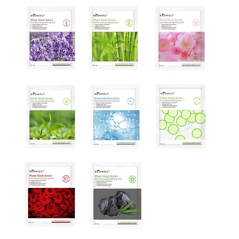 green tea charcoal sakura moisturizing hydrating facial skin care beauty anti acne face sheet mask