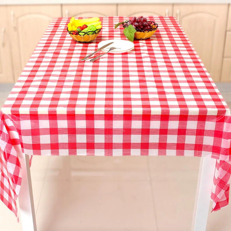 Factory direct supply disposable blue red plaid picnic mat for food stall restaurant round tablecloth