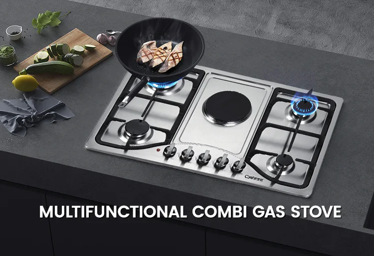 custom or standard cooking combi stove built-in knob competitive price green cook 3gas 1electric  burners gas hob  gas stove