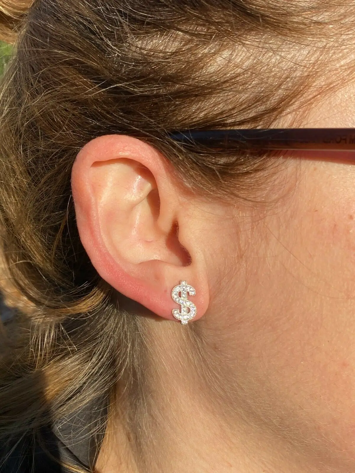 high quality micro pave cz sparking bling women men jewelry wholesale ice cz dollar stud earring