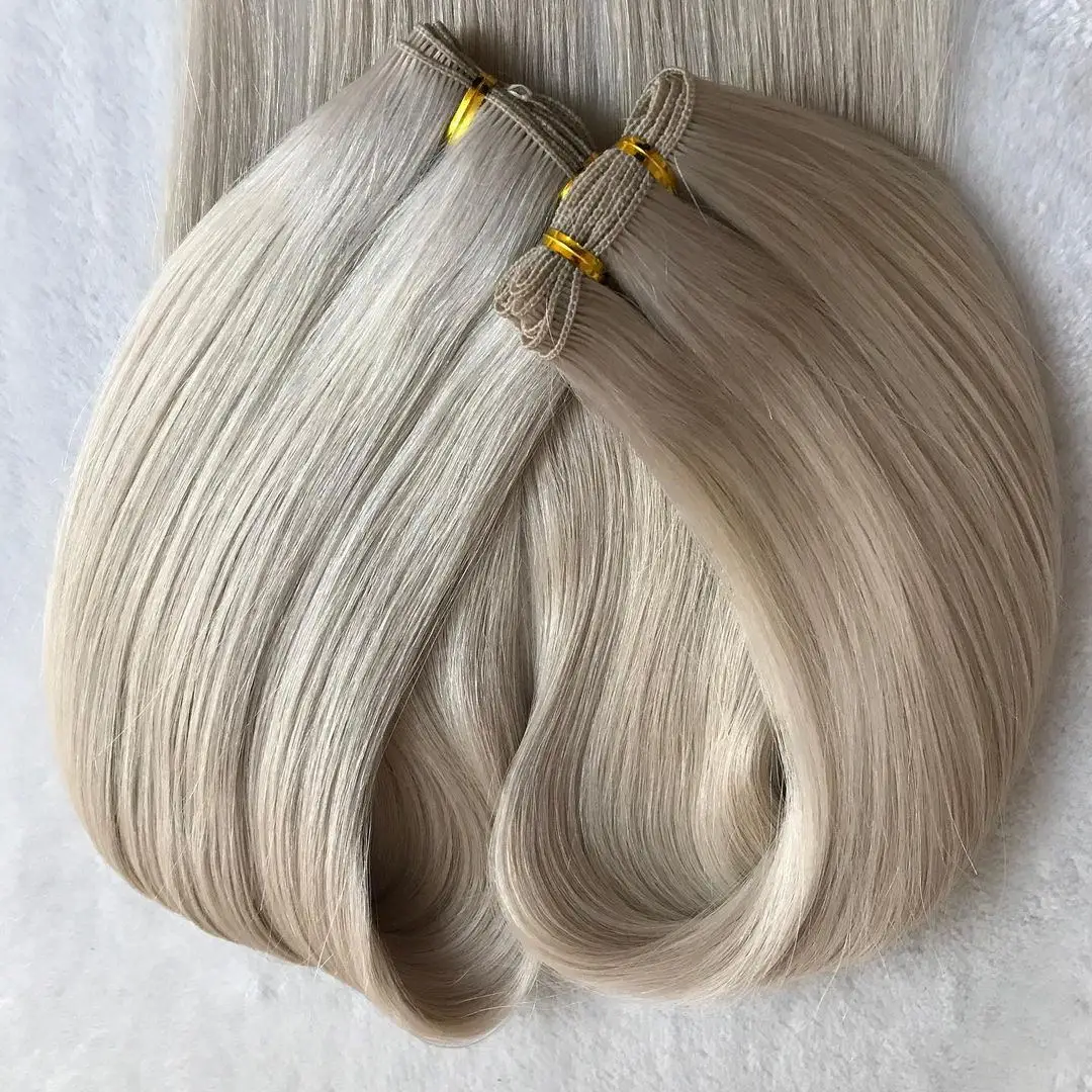 Invisible Hand Sewn Weft Hair, European Double Drawn Remy Hand Tied Weft Hair Extension hand waved weft