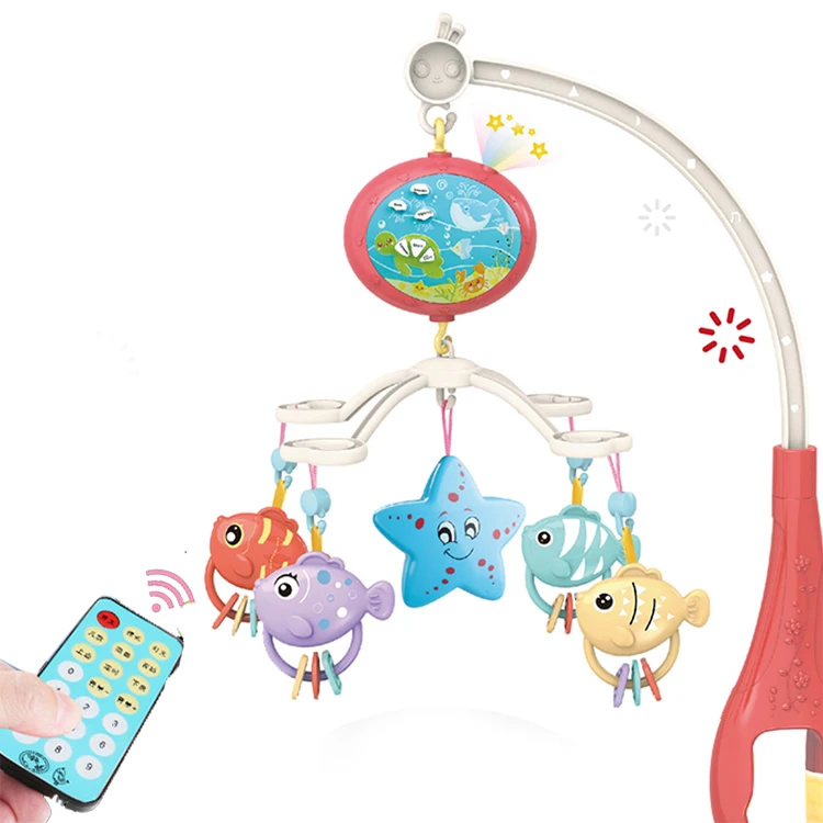 Funny bed ring toy baby musical mobile with remote control  babies music and light hanging toys