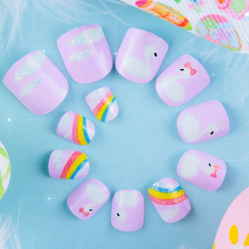 Nail Supplier Wholesale Price Kids Children Cute Designed Tips Safe Material Press on Nail Faux Ongles