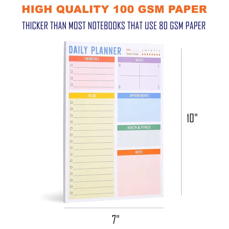 Custom Promotional  Daily Planner Accessories Undated Day Journal to Do List Notepads