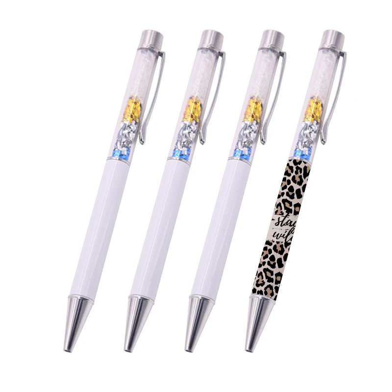 Ready to ship Wholesale Promotional White Ballpoint snow globe sublimation Pen Custom Logo Pens For Sublimation printing