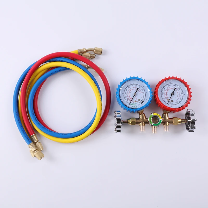 Manual HVAC Vacuum Manometer Manifold Pressure Gauge for Freon R134a for Air Conditioning Fittings