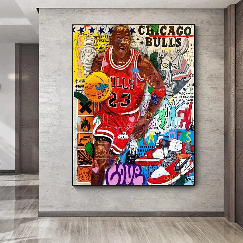 
Graffiti Wall Art Famous Basketball Player Canvas Paintings on The Wall Art Street Posters and Prints for Home Cuadros Decor 