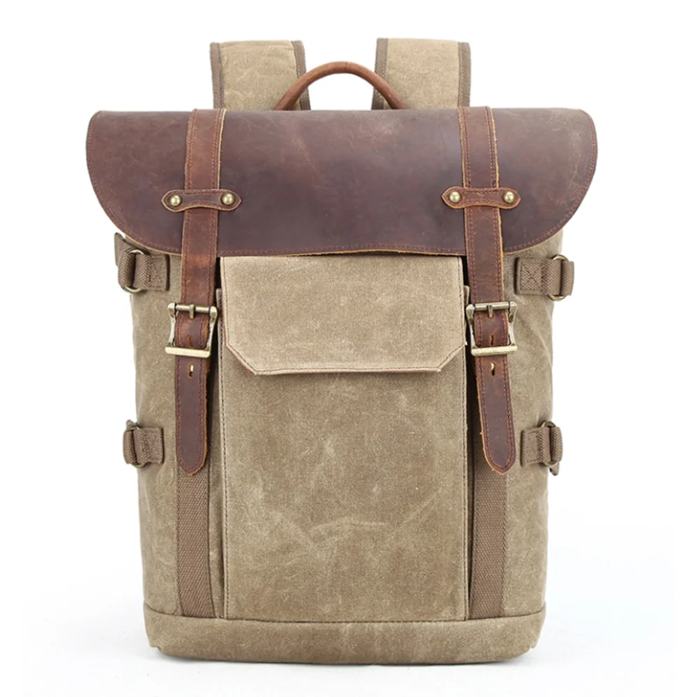 Waterproof Big Capacity  Leather Canvas  Laptop Backpack Made in China