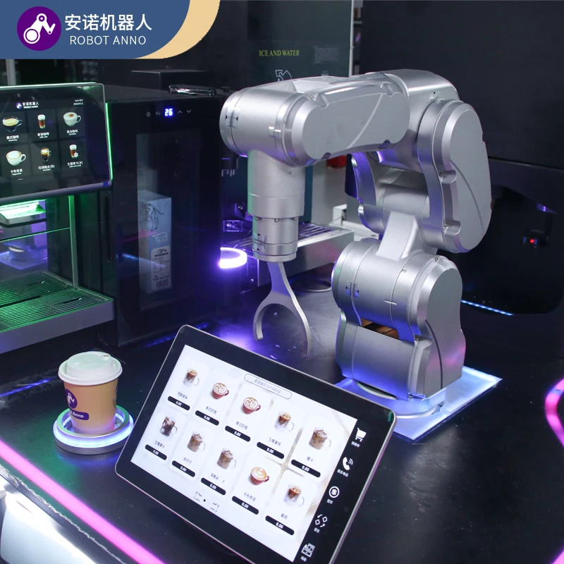 Movable outdoor freshly ground Robot Arm Vending Coffee Car Bar For Coffee 24-hours Automated Commercial