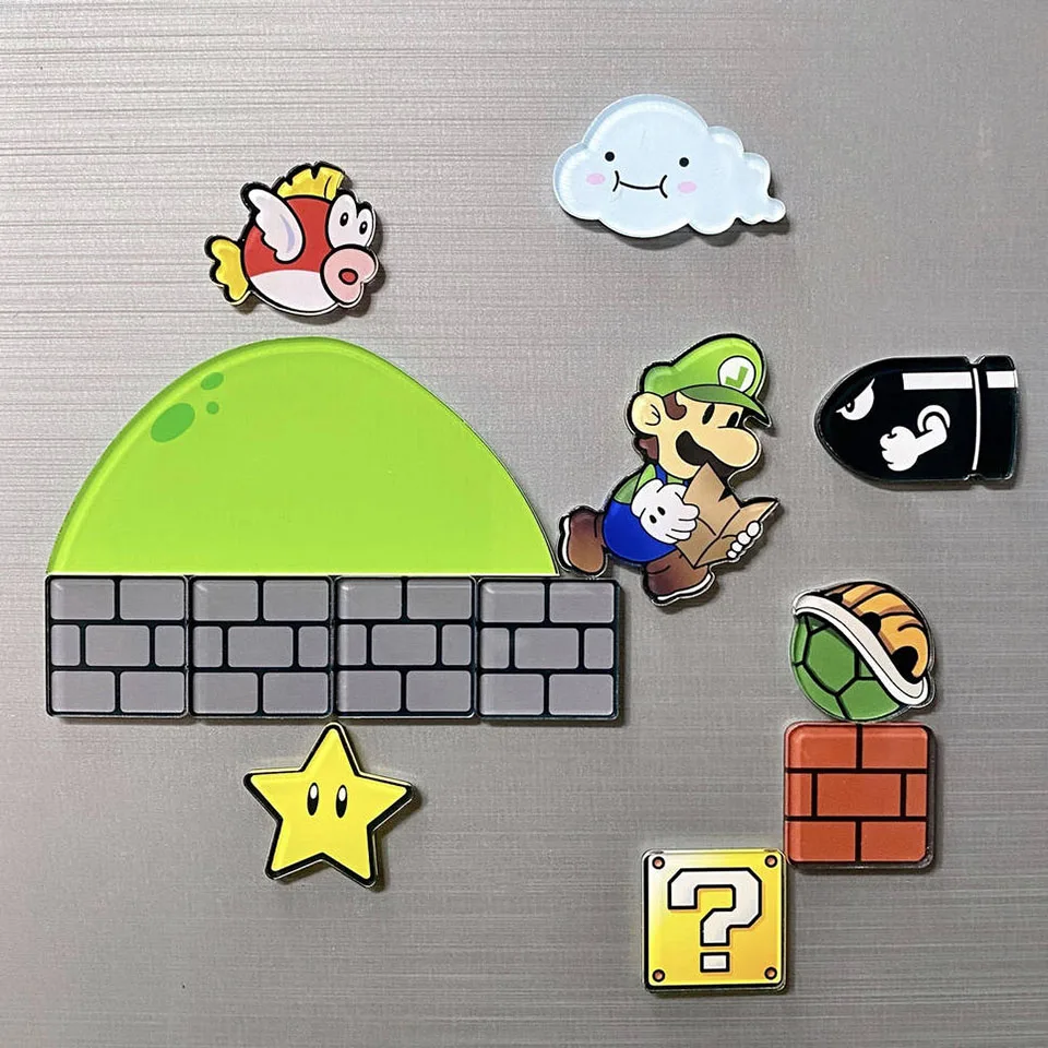 Japan Super Mario Fridge Magnet Sets Cheapest Acrylic Cartoon Magnets Malaysia Korea Popular Mario Fridge Magnets