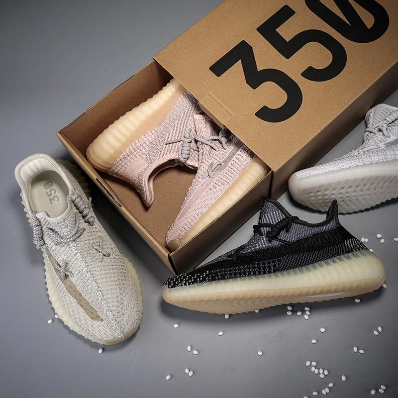 Оптовая продажа обуви yezzy дизайн пользовательского логотипа Yeezy 350 V2 Премиум шиферная черная Зебра женская обувь мужские