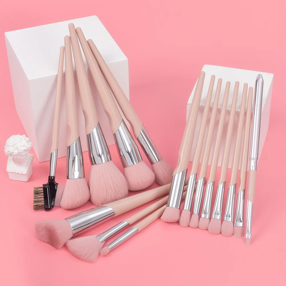 YRX  Factory Price 12Pcs Makeup Brush High Quality Wooden Handles Professional Eco Friendly Makeup Brush Set