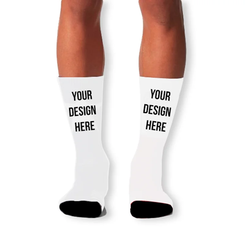 Free Mock Up 3d sublimation custom logo Design printed logo sock custom with designs