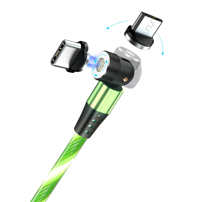 
Hot Sale 1 Meter 540 Degree LED Magnetic Data Cable for iPhone/for Type C/for Micro/for 3 in 1 