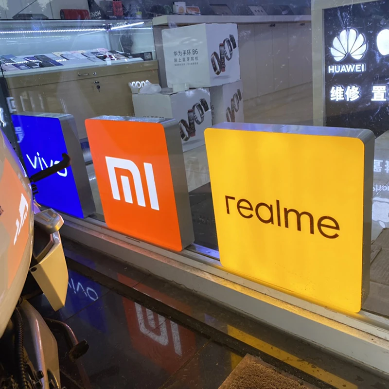 Factory custom made led light logo shop logo light box mobile phone shop logo