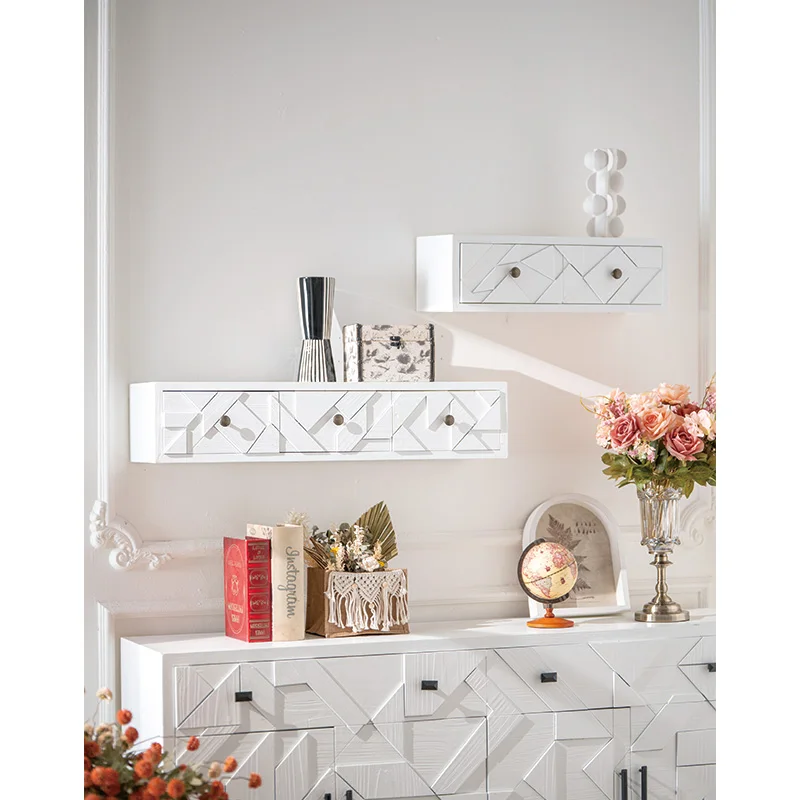 Classic White Solid Wood Wall Shelf Hanging Storage Furniture Modern Mounted Wall Floating Shelves