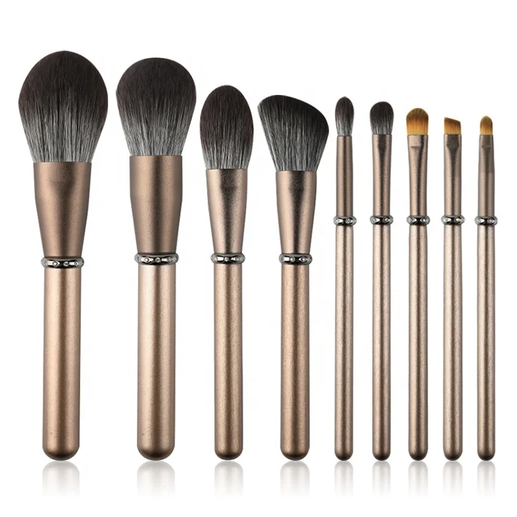 9 Matte Pink Diamond-encrusted Make up Tools High End Diamond Private Label Brushes Makeup Brush Set