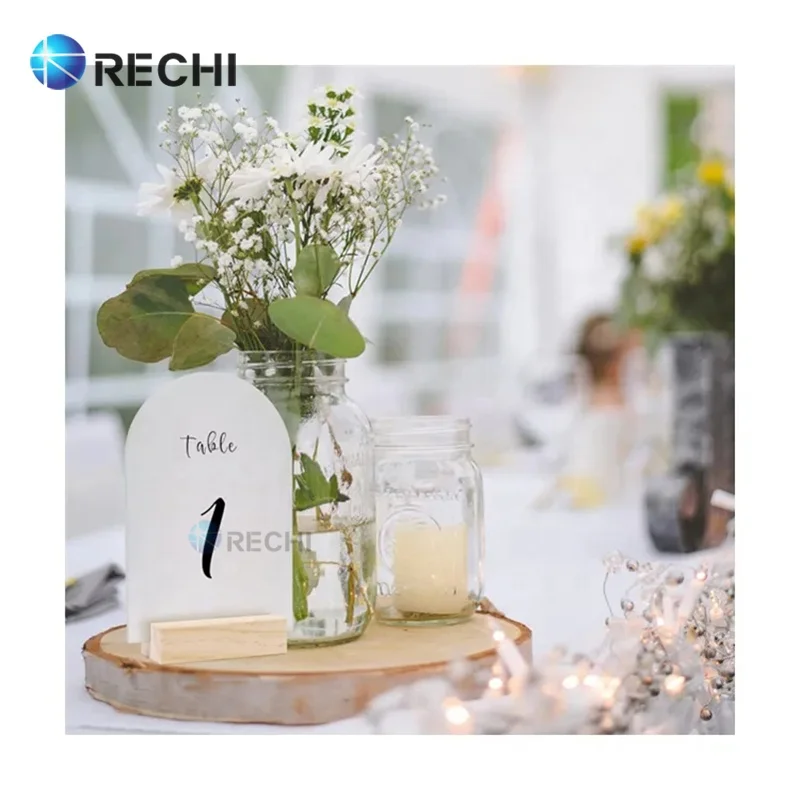 RECHI Custom Acrylic Wedding Event Table Sign Holder Perspex Wedding Table 3D Number Sign Letter Place Card Display Stand