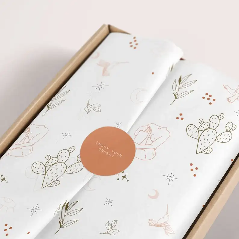 
Branded White Gold Recycled Logo Printed Personalized Gift Clothes Sheets Wrapping Custom Tissue Paper for Shoe Box Packaging 