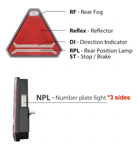 Wireless led tail light kit E Mark 12 24V magnetic mount rear position turn brake indicator fog light with reflector for trailer