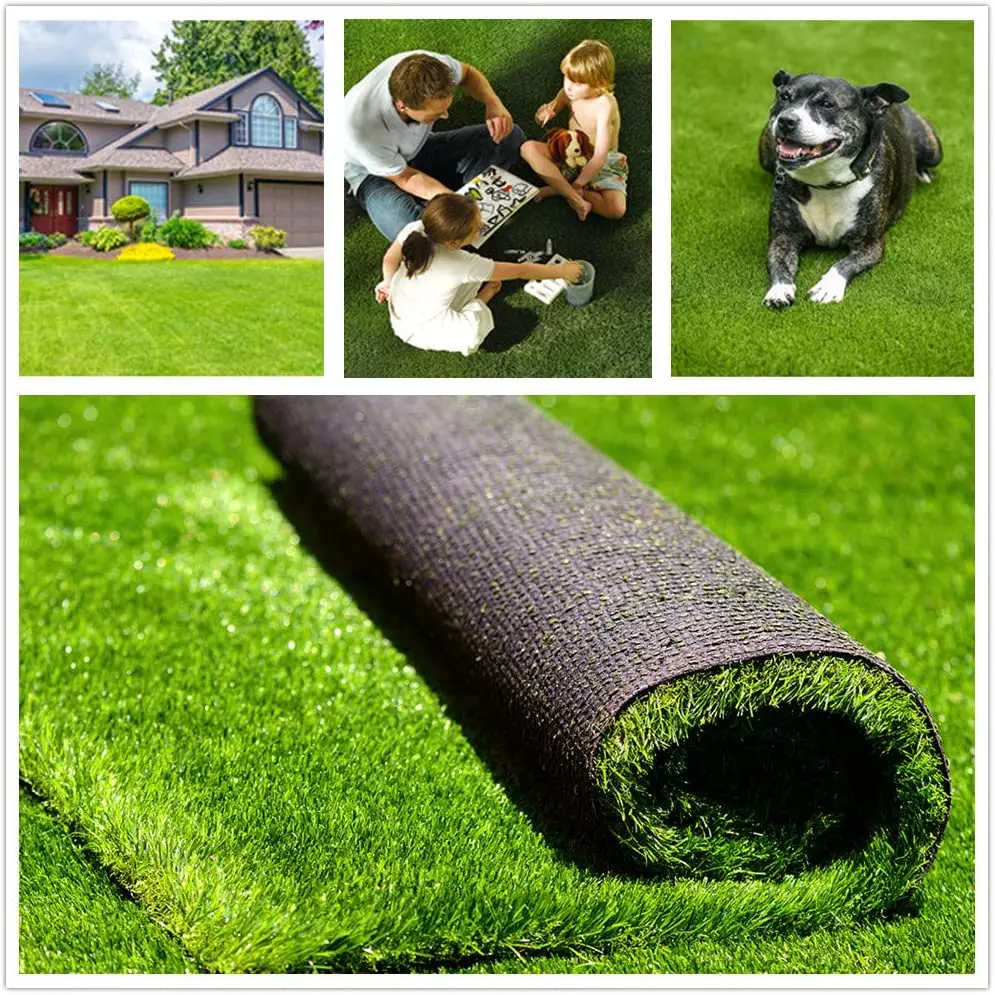 Artificial Grass Table Runners Outdoor Fake Grass Turf Mat with Drainage Holes Grass Rug for Dogs Patio Wall Deco