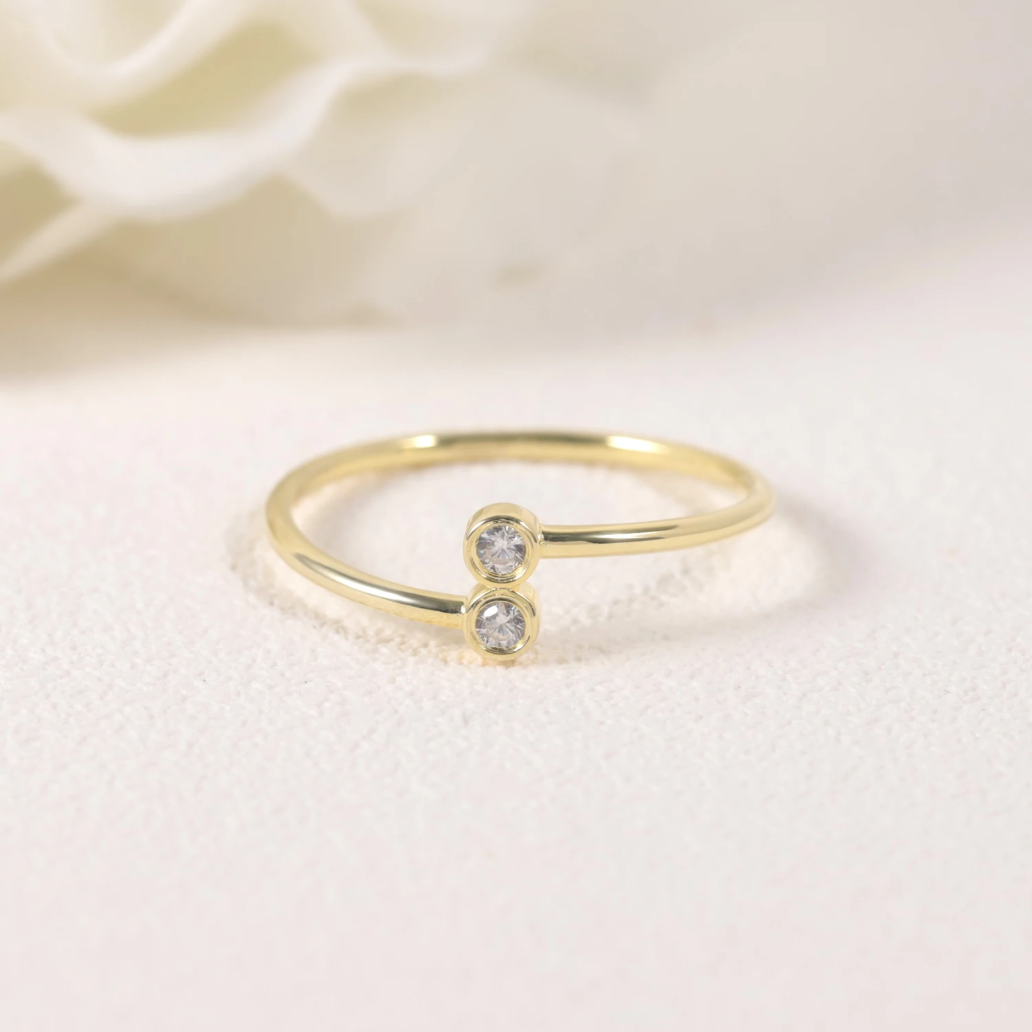 Abiding On-Time Delivery New Styles Diamond Ring Women Customize Non Tarnish Jewelry Two Stone Collection 14K Gold Rings