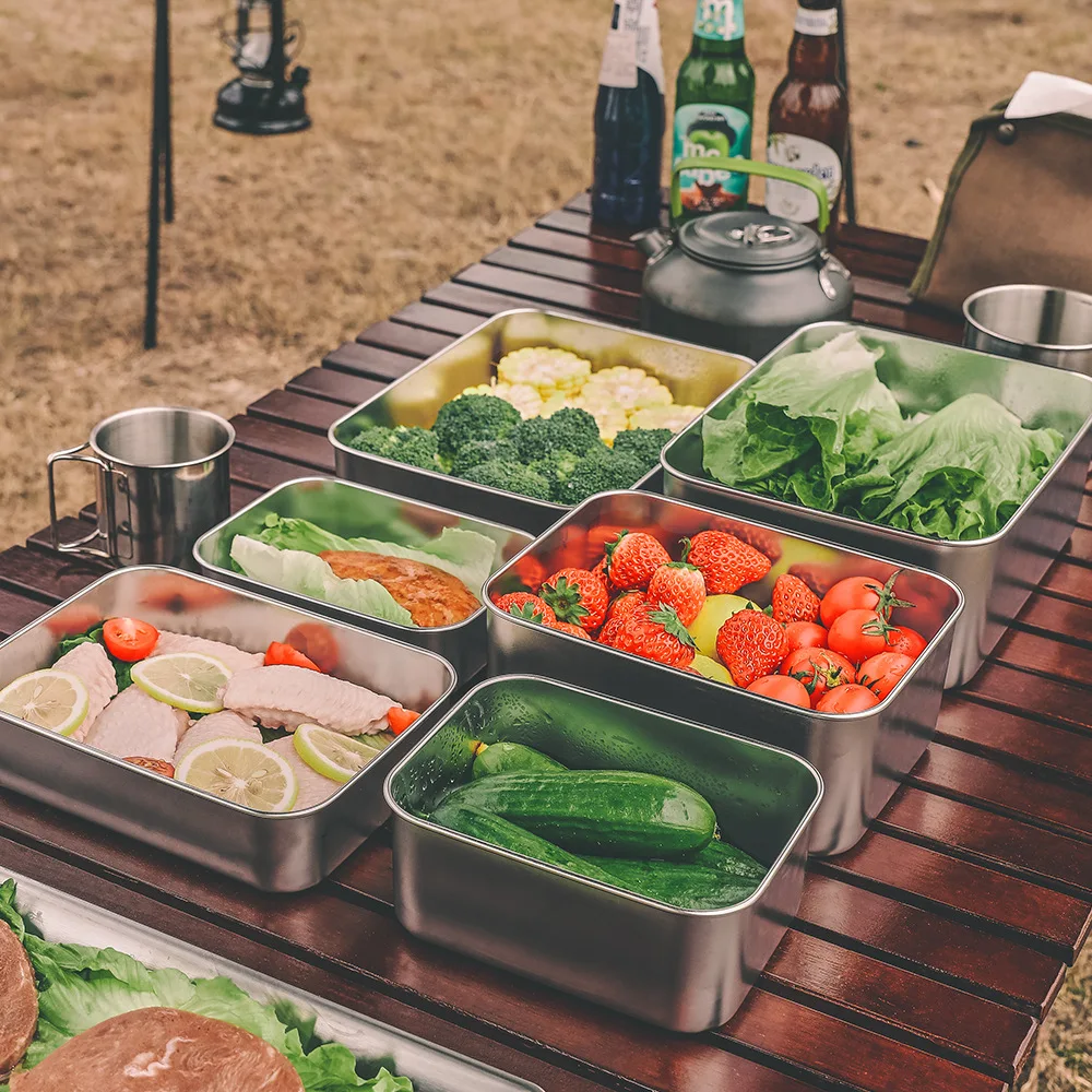 304 Stainless Steel Sealed Portable Lunch Box Camping Picnic Stainless Steel Crisper