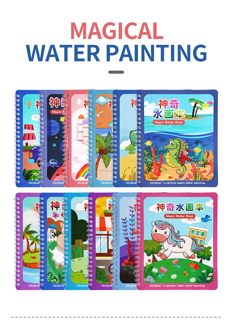 Magic Water Drawing Book Water Painting & Coloring Book With 1 Magic Pen Kids Educational Learning Toy