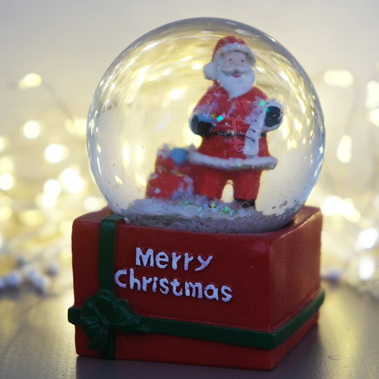 65mm Christmas Souvenir Snow Globe Resin handicraft Santa Claus Water Globe For Christmas Decoration