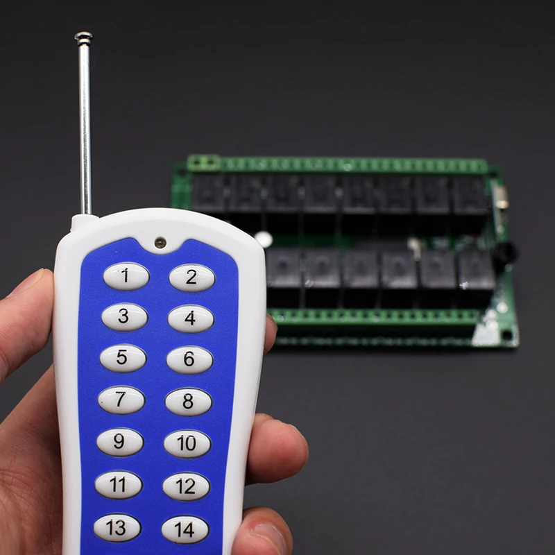 DC12V 24V 16CH 1000M Long Range Radio Controller RF Wireless Remote Control Switch System 16 Channel 16 Gang Transmitter 433MHz