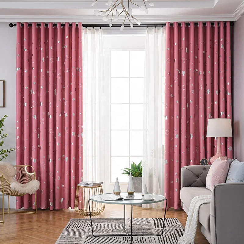 
 Занавески в виде звездного неба с серебряным принтом из фольги, занавески для гостиной, 100% полиэстер, занавески с мультяшным принтом  
