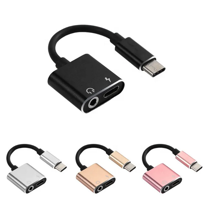 Hotsale 2 in 1 type c audio aux charging adapter for type c earphone adapter connector 2in1 type c to 3.5mm audio adapter