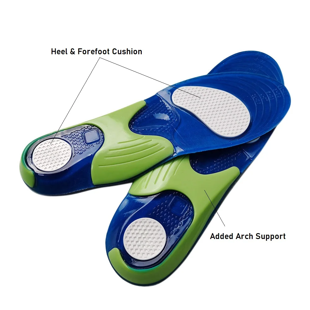 Silicone Gel Insole For Men And Women Basketball Shoe Good Bounce Performance Gel Insoles Tpe Gel Arch Support Comfortable