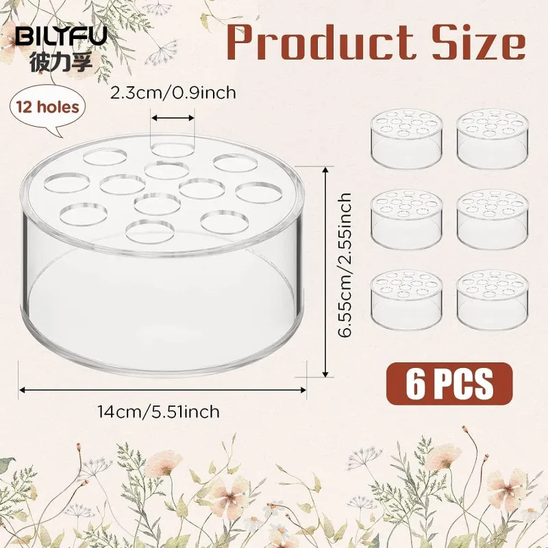 Acrylic Vase Plinths Display Stand Set Home Wedding Table 12 Holes Round Simple Acrylic Flower Box Through