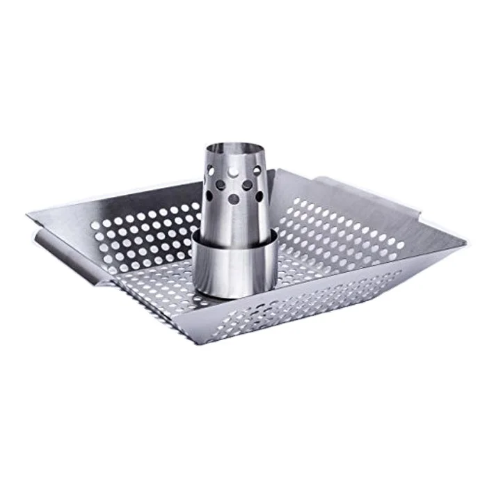 Metal Beer Can Chicken Holder Cooker Stand with Vertical Grilling Rack & Pan Accessory Essential for Outdoor BBQ Cooking