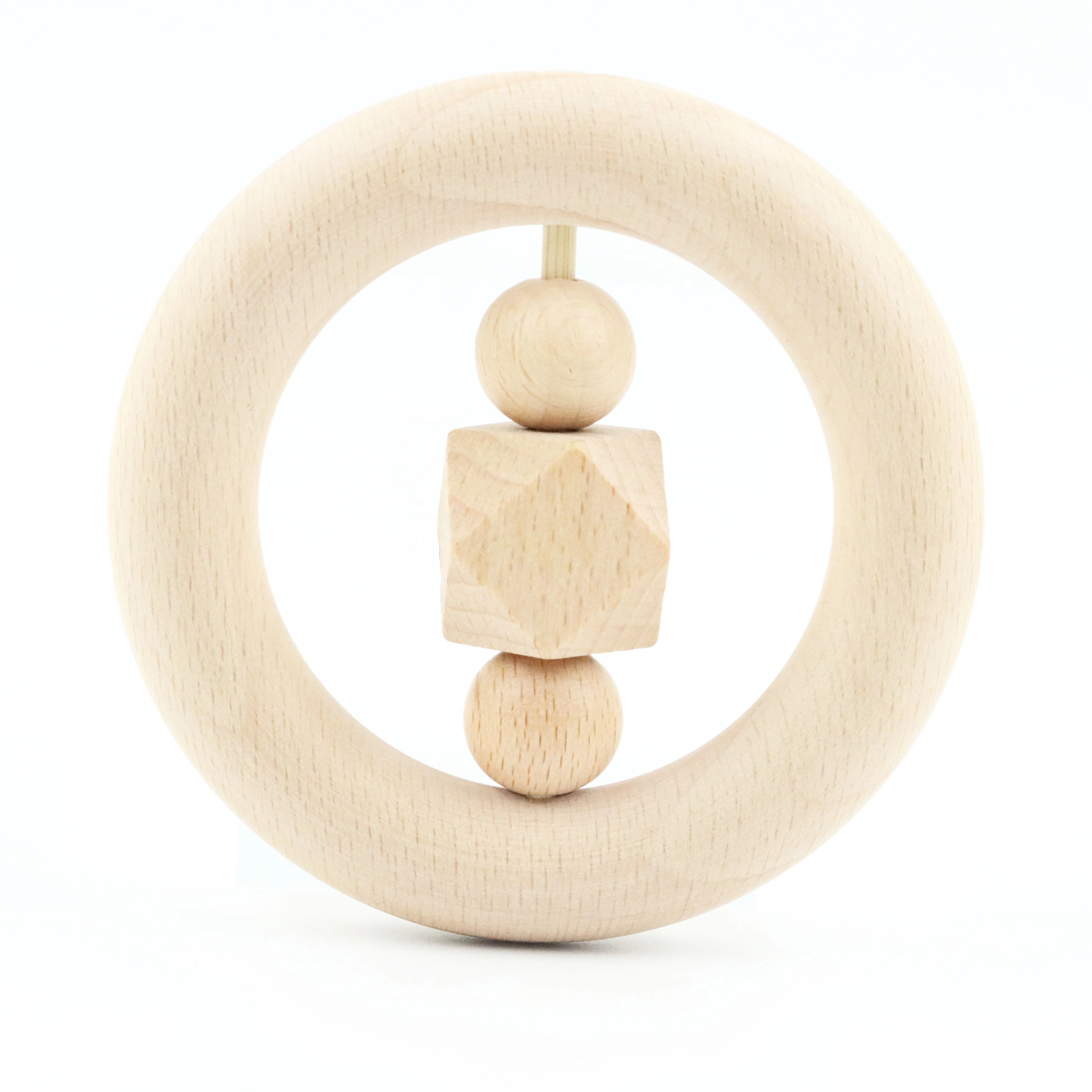 Натуральная безопасная круглая деревянная погремушка-Прорезыватель зубов ручной работы