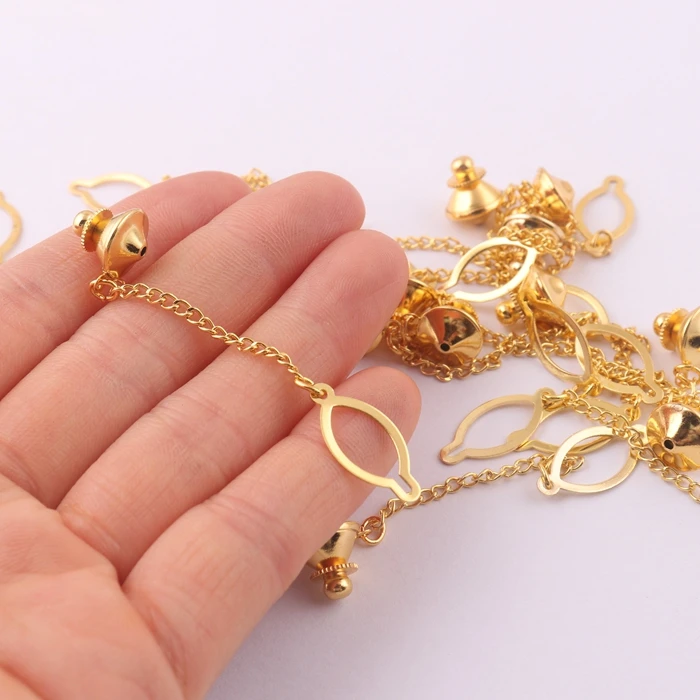 brass metal badge lapel pin backs flat locking pin back with chain