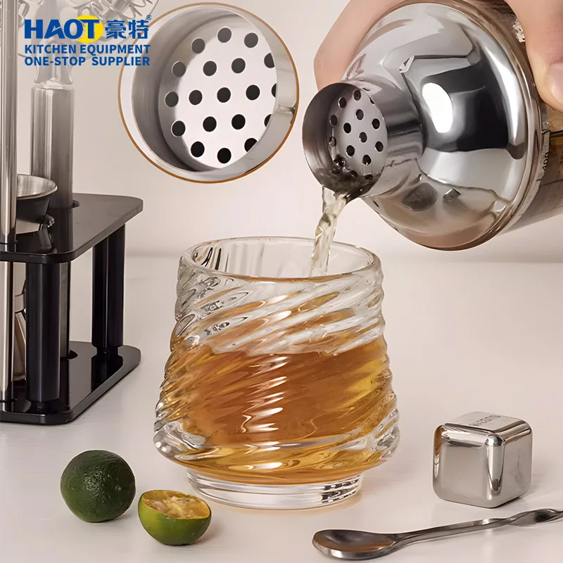 17 OZ 24 OZ Stainless Steel Starry Black Cocktail Shaker Set Bartender Kit Gift Cocktail Making Set Bar Tool Set 3 Piece