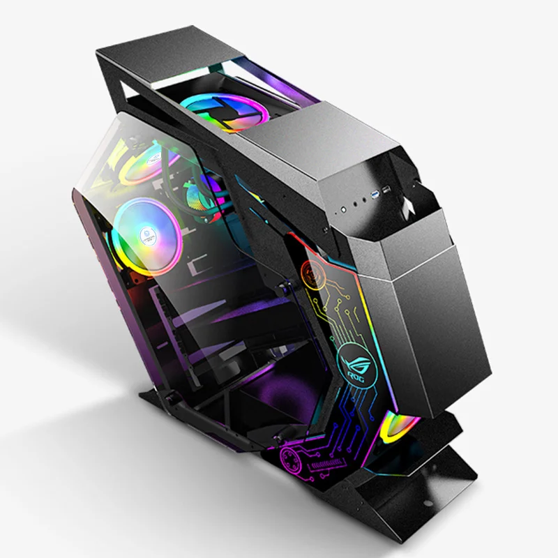 Newest Cool Gaming PC Case Aluminum ATX/M-ATX/ITX Desktop Computer Cases with Fan Cooler Audio Front Port and USB 3.0