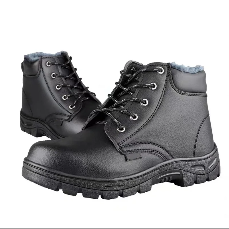 High-top labor insurance shoes winter thickened steel toe plate anti-smashing anti-piercing wear-resistant rubber safety shoes