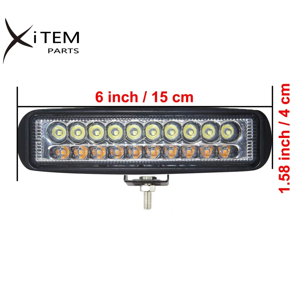 Dual color LED light bar 60W 3000K 4300K 6000K 6 inch LED work light for car offroad motorcycle