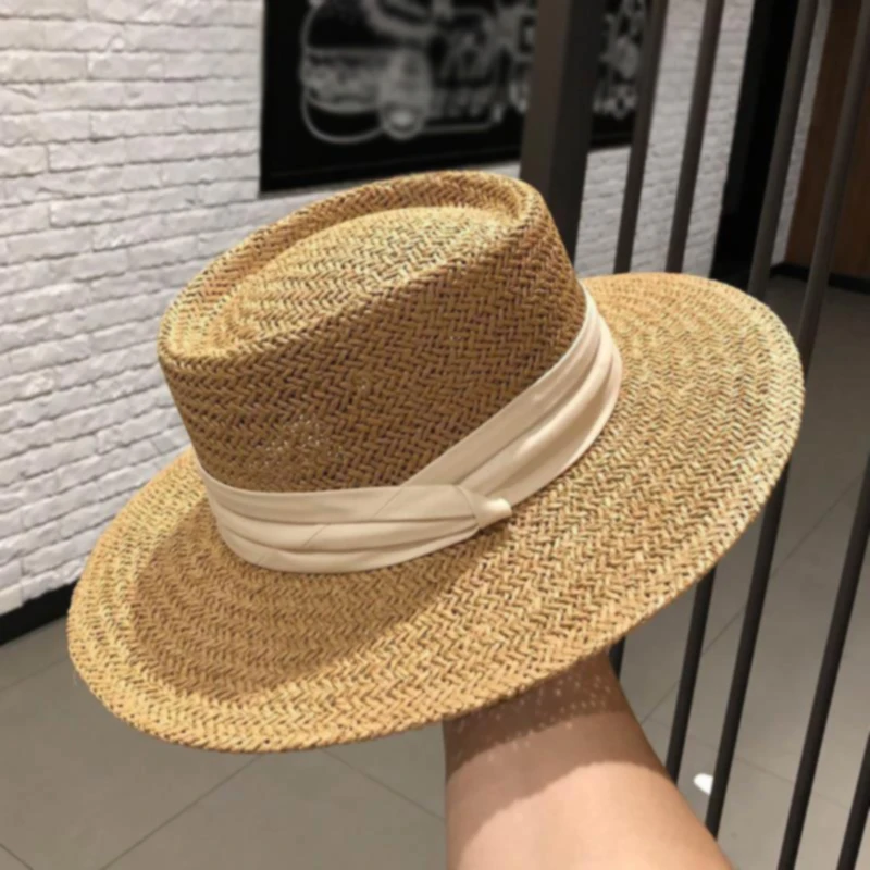 Women Logo  Straw Hats Beach Grass Adults Custom Sun Visor Wholesale Outdoor 2024  Paper  Women Natural  Straw Hat