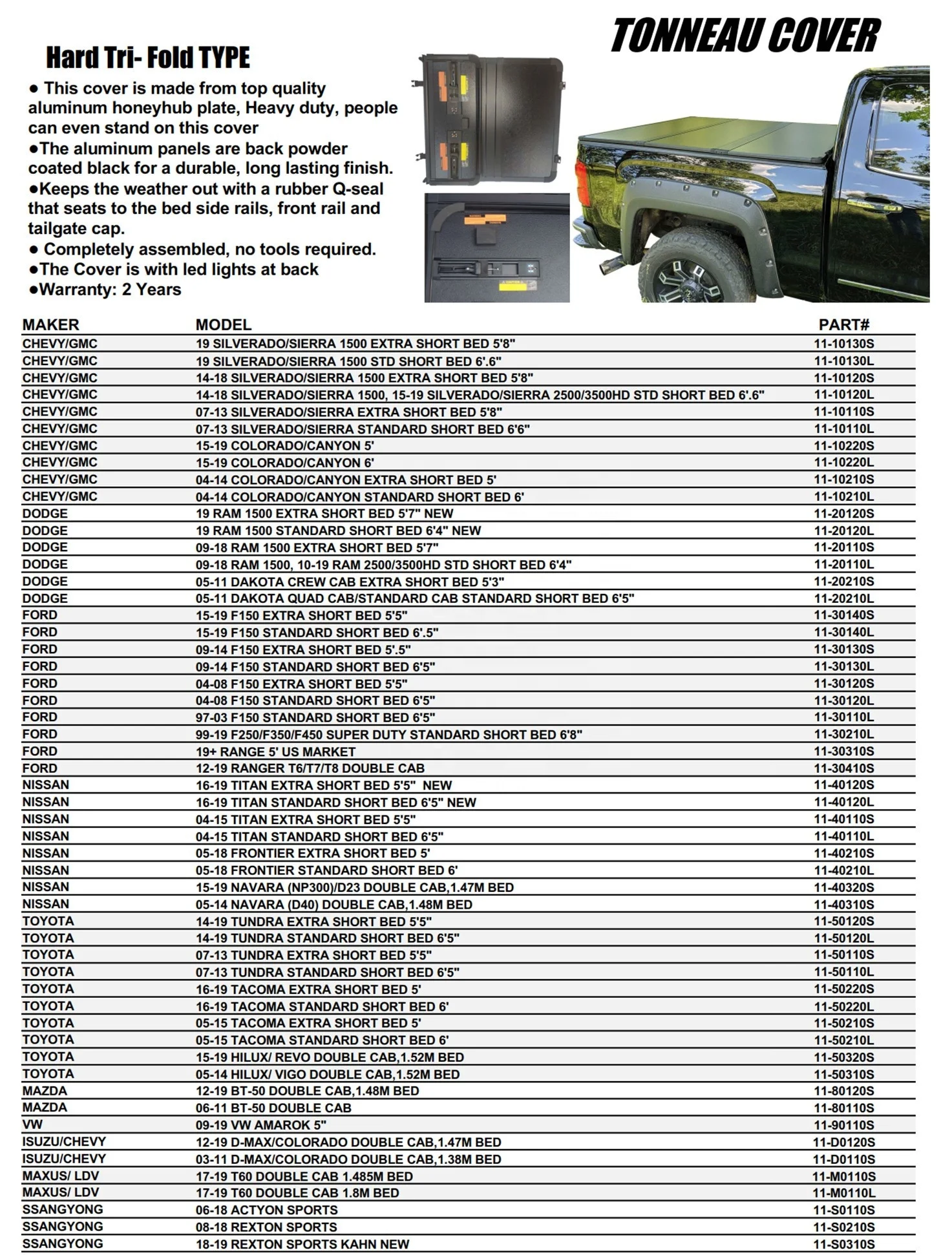 KSCPRO Pickup Bed Cover Aluminum Hard Folding Tonneau Covers Fit For GMC Sierra 1500 2500 3500