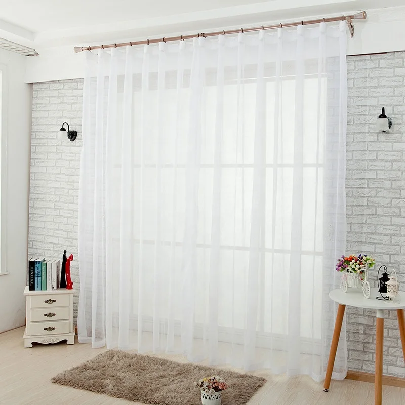 Net Solid White Sheer Voile Lace Window Curtain Fabric modern style drapery treatment Manufacturer curtains